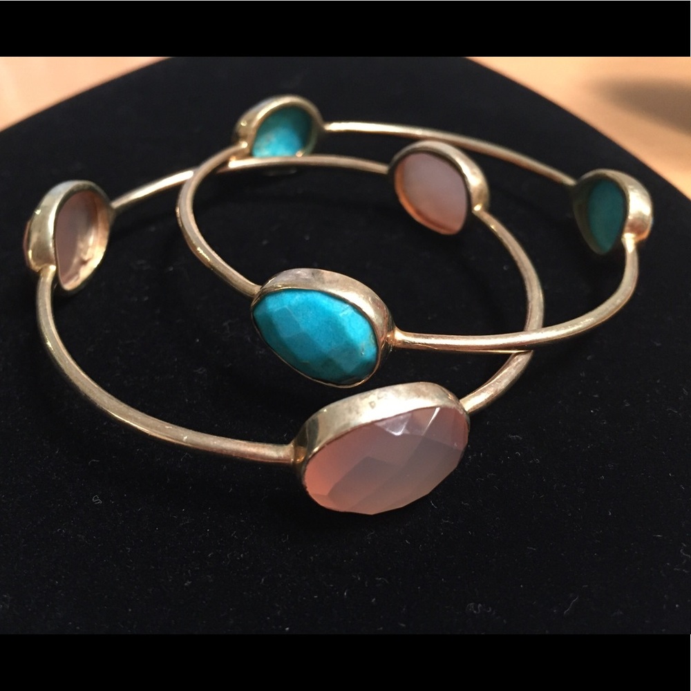 2 tri-stone bangles